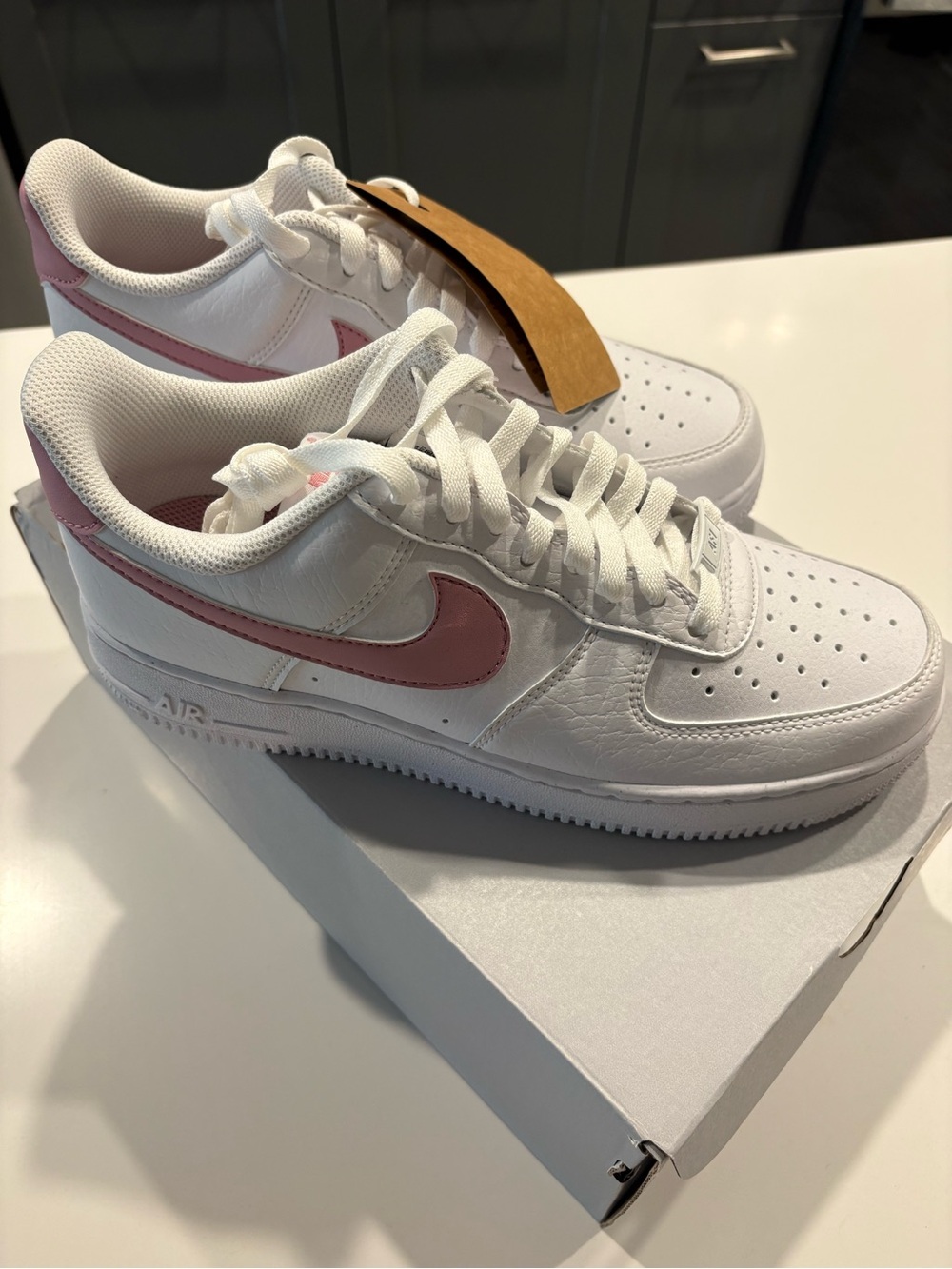 Nike Women's Air Force 1 Low — White with Pink Swoosh